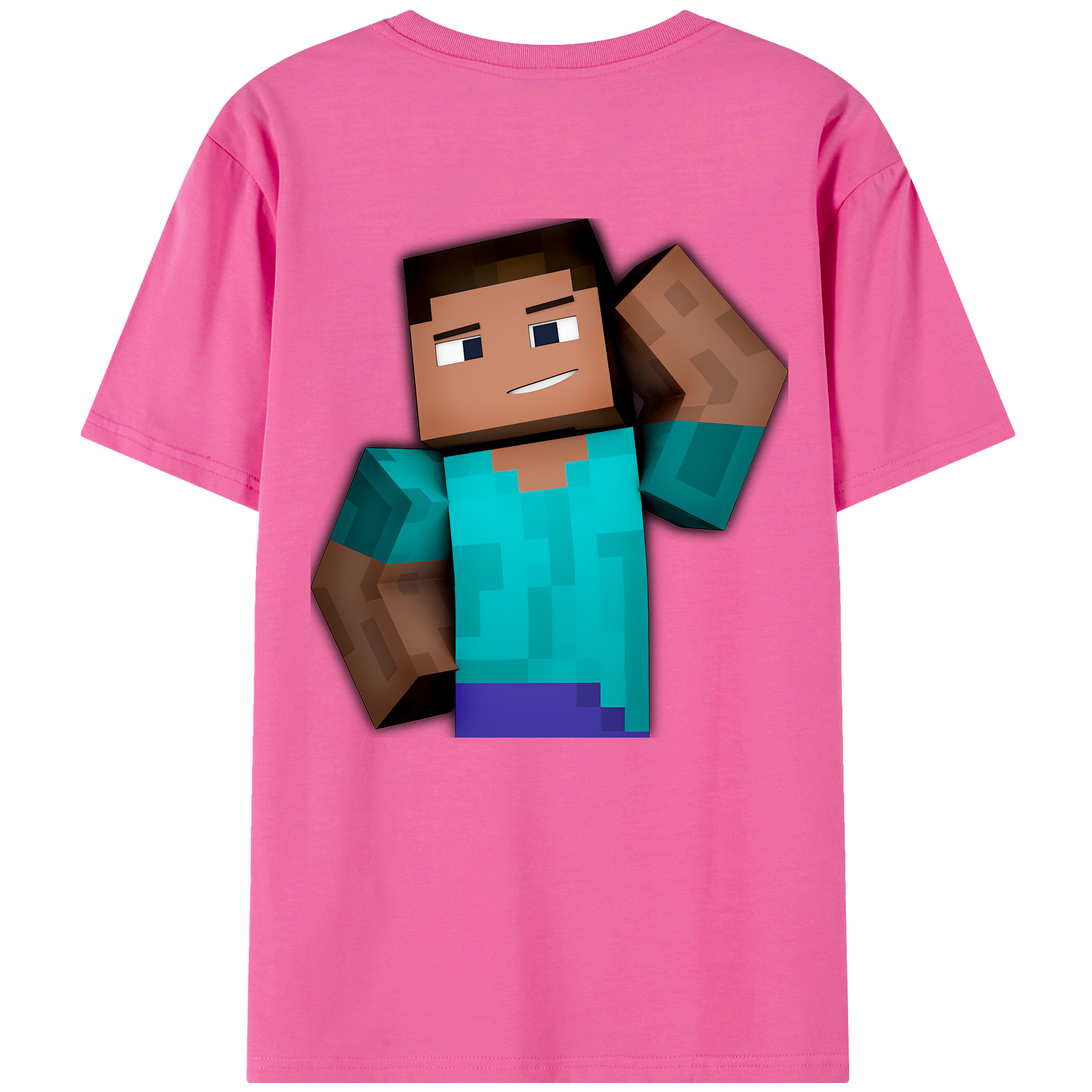 （画像用） マインクラフト ブロックの世界 Minecraft MC Block world レディース半袖Tシャツ(バックプリント)